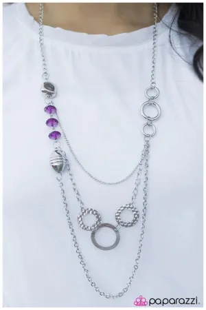 Paparazzi Necklace ~ In A Roundabout Way - Purple