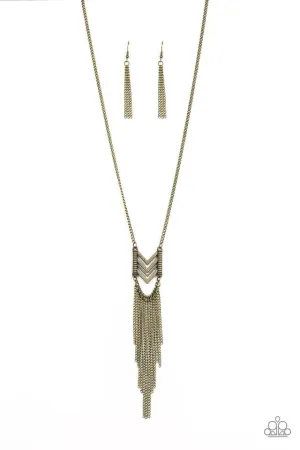 Paparazzi Necklace ~ Point Taken - Brass