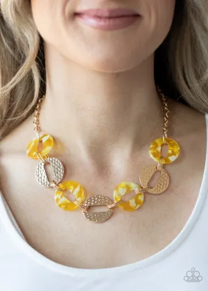 Paparazzi Necklace ~ Retro Retrograde - Yellow