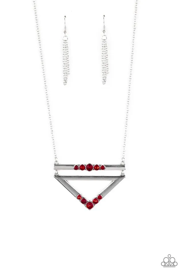 Paparazzi Necklace ~ Triangulated Twinkle - Red