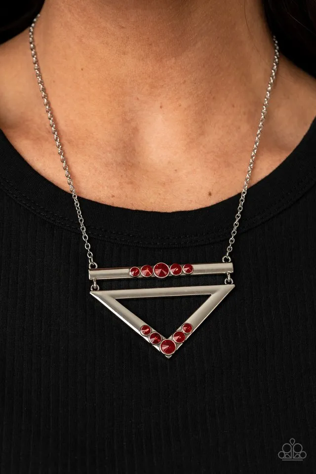 Paparazzi Necklace ~ Triangulated Twinkle - Red