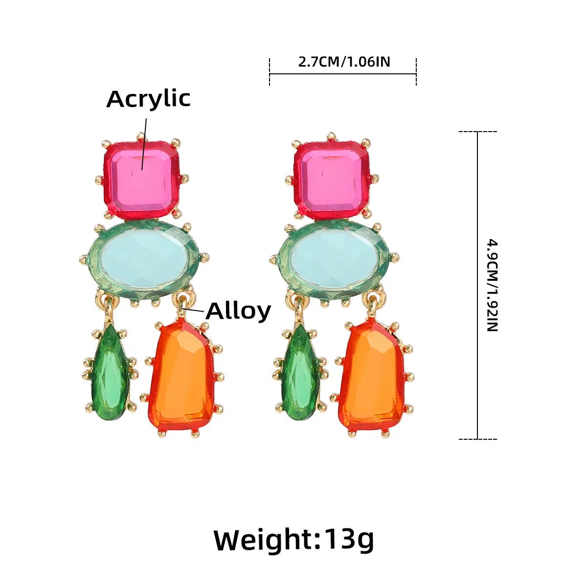 Pre Order:  Colorful Exaggerated Multi-Layered Geometric Earrings