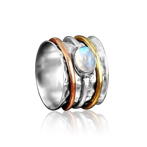 Rainbow Moonstone Spinning Ring