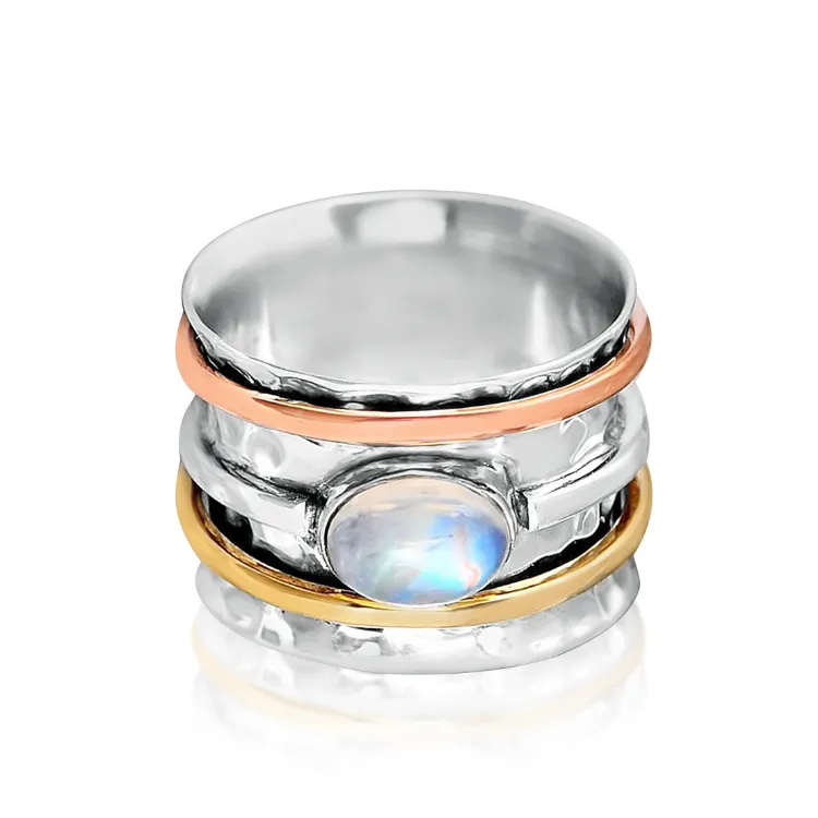 Rainbow Moonstone Spinning Ring