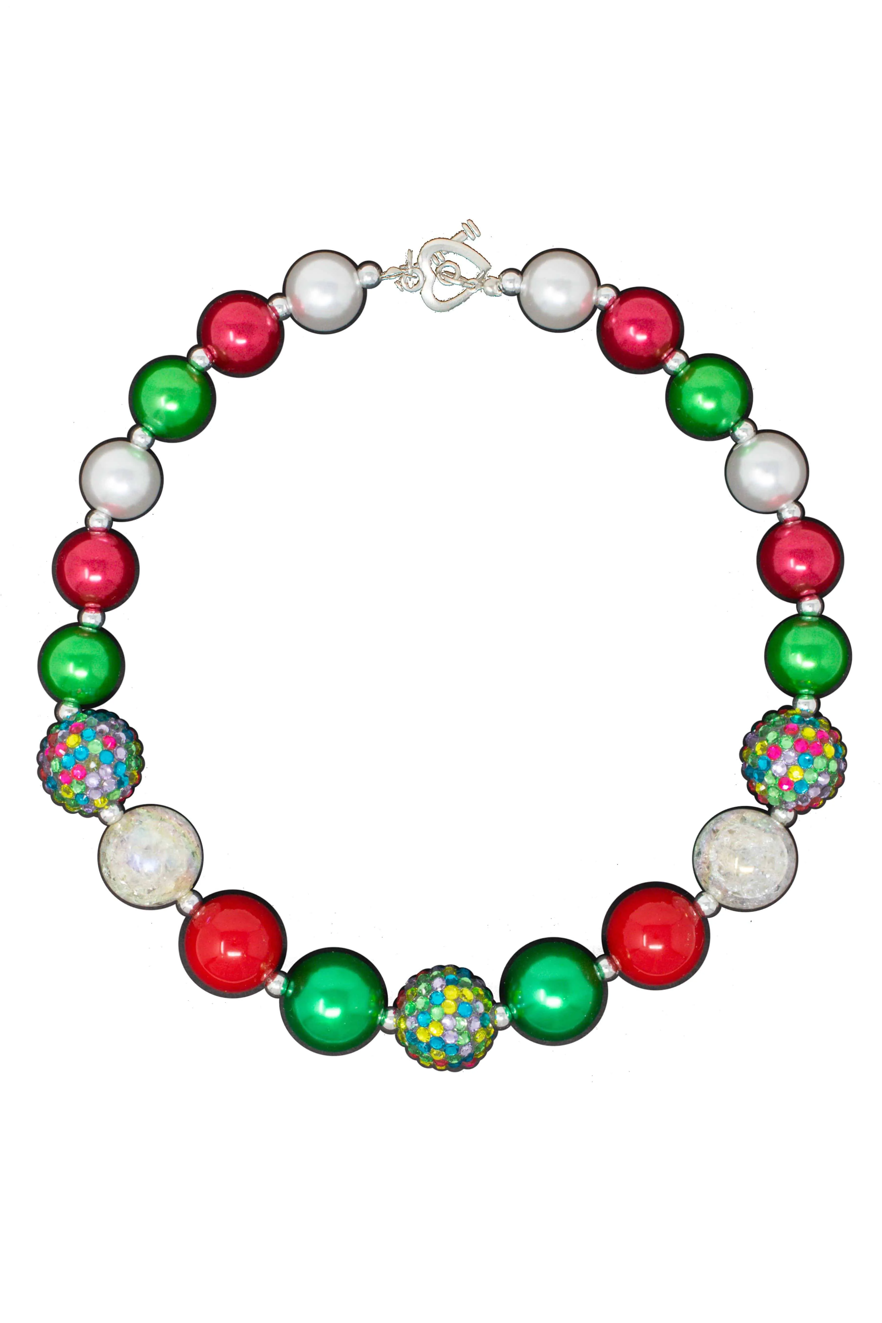 Red & Green Glitter Bubblegum Necklace