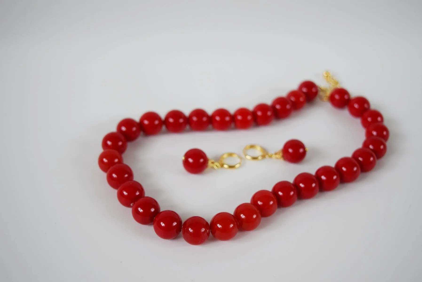 Red Coral Beaded Necklace - Large