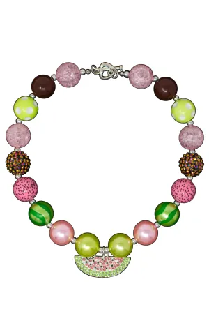 Rhinestone Watermelon Bubblegum Necklace