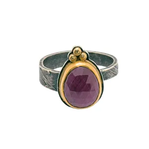 Rose cut Ruby ring in 22k and sterling - size 9 1/4