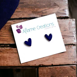 Royal Blue Heart Stud Earrings