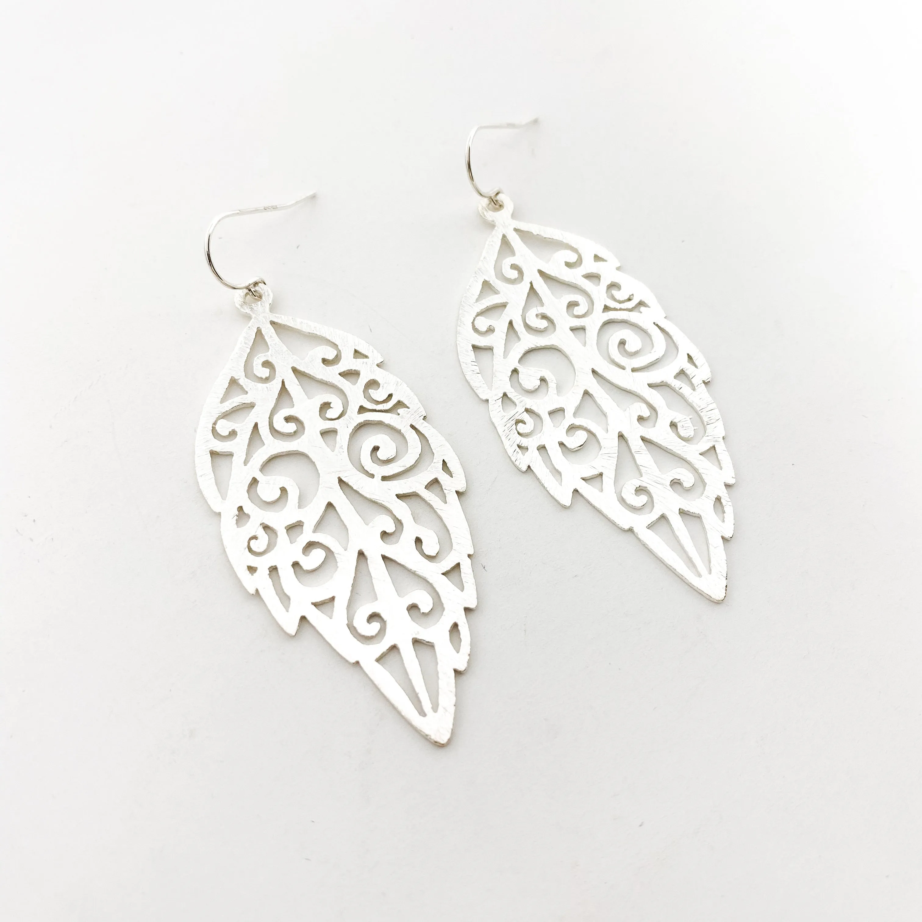 Sabrina Brushed Leaf Earrings | Silver