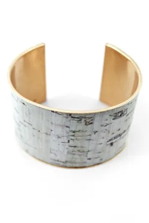 SALE! Gray Cork and Goldtone Cuff Bracelet