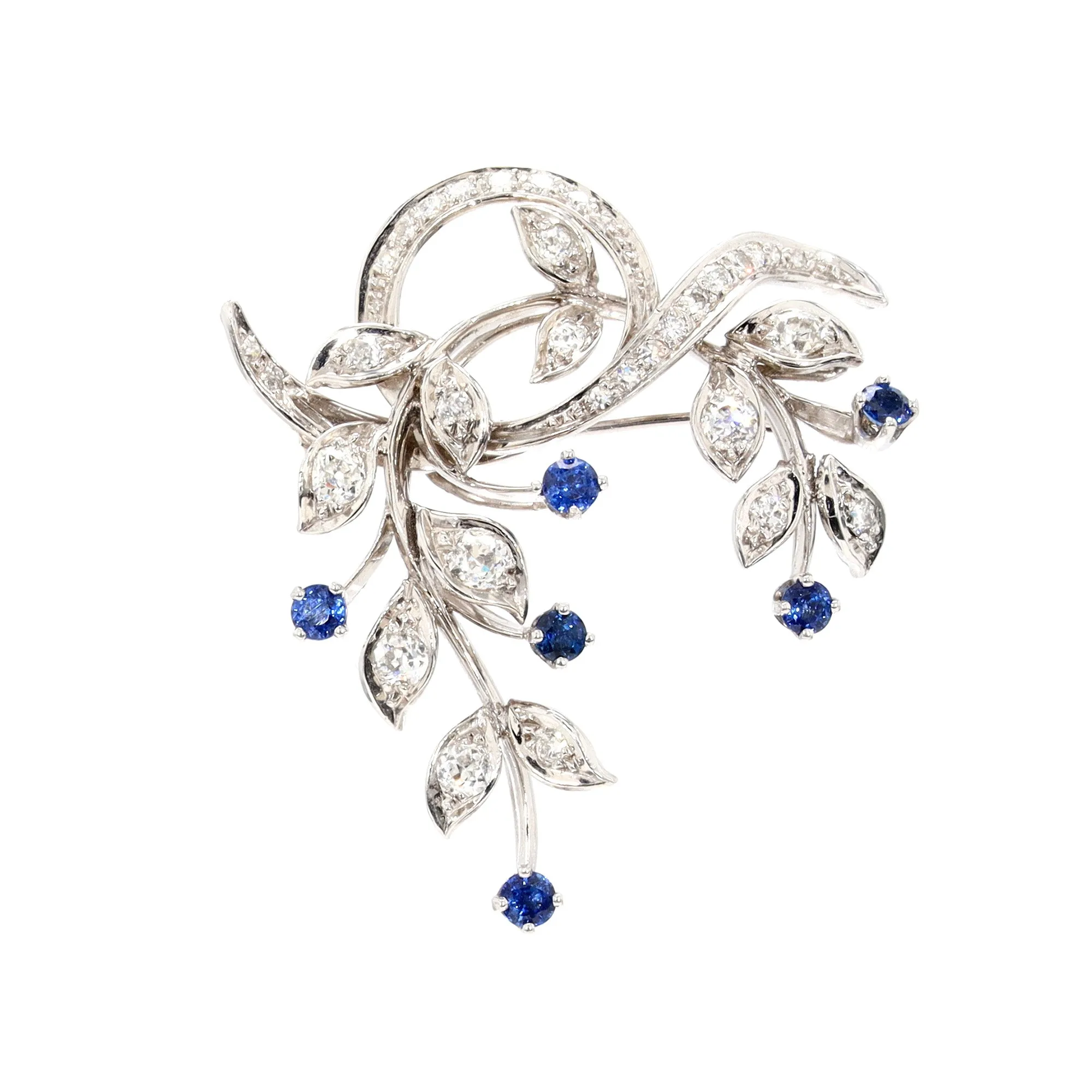 Sapphire and Diamond Floral Pin