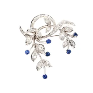 Sapphire and Diamond Floral Pin