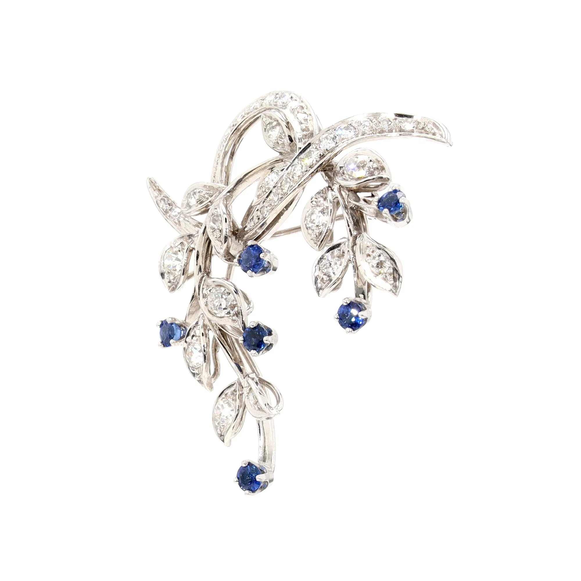 Sapphire and Diamond Floral Pin