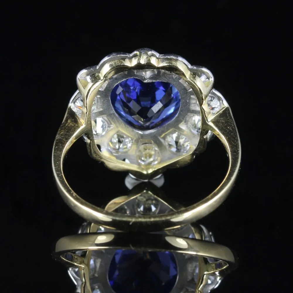 Sapphire Diamond Heart Ring 18Ct Gold