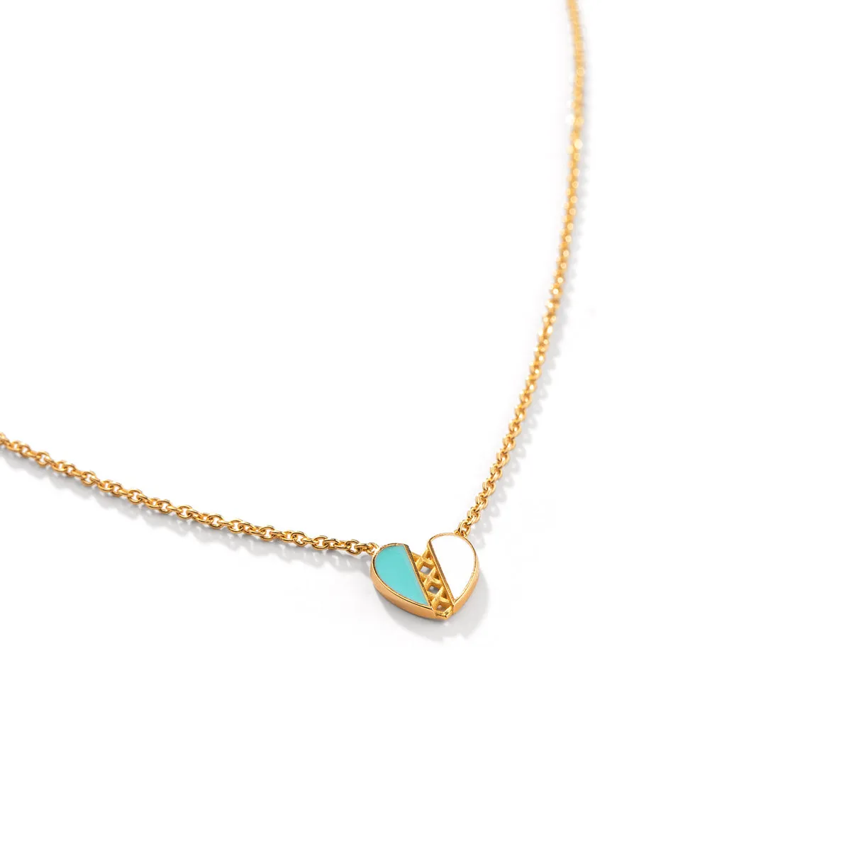 Separated Heart Enamel Necklace