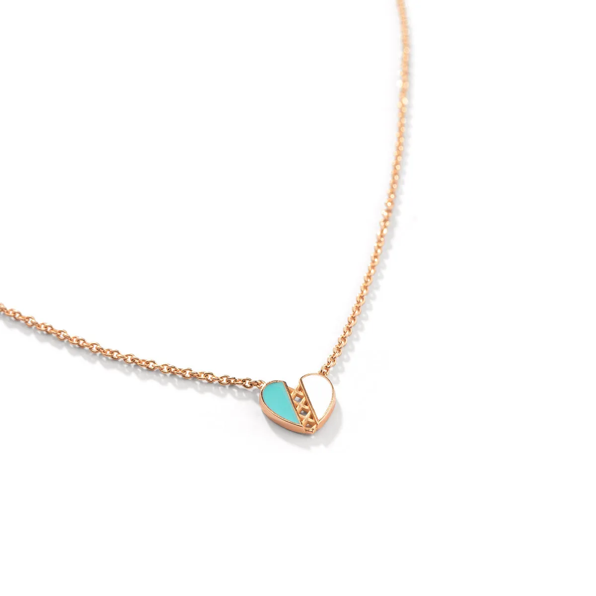 Separated Heart Enamel Necklace