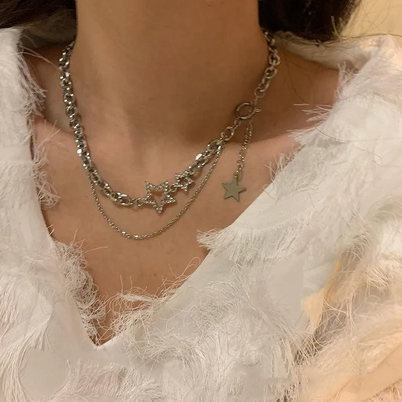 Shiny Star Choker Y2K Style