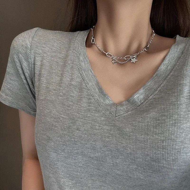 Shiny Star Choker Y2K Style