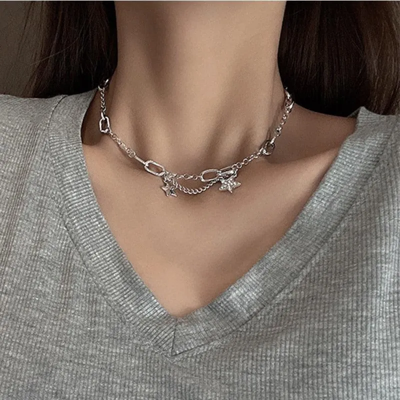 Shiny Star Choker Y2K Style