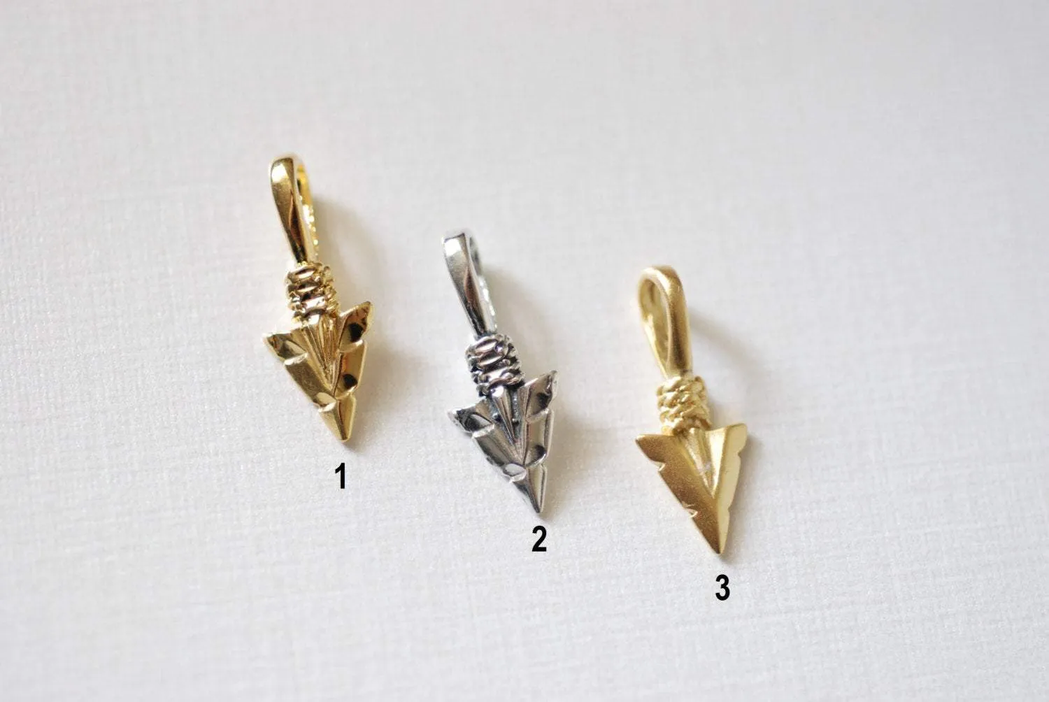 Shiny Vermeil Gold Arrow charm- 18k gold over 925 sterling silver Arrow charm, Gold arrow, arrow, arrowhead, arrow charm, vermeil arrow, 89