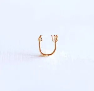 Shiny Vermeil Gold Curved Arrow Connector Charm- 18k gold over Sterling Silver Arrow Connector Charm Link, Thin Bent Arrow Connector, 288