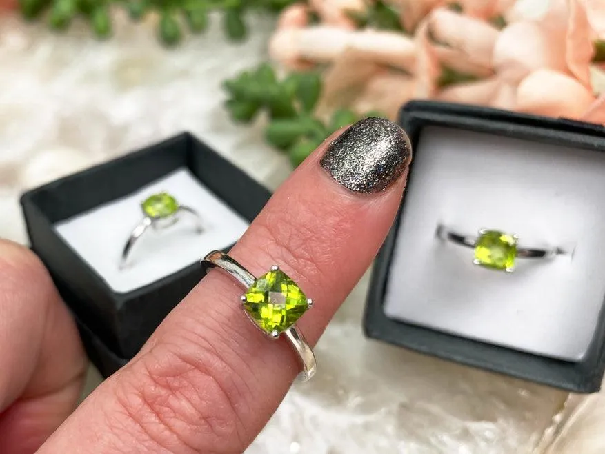 Silver Adjustable Peridot Ring