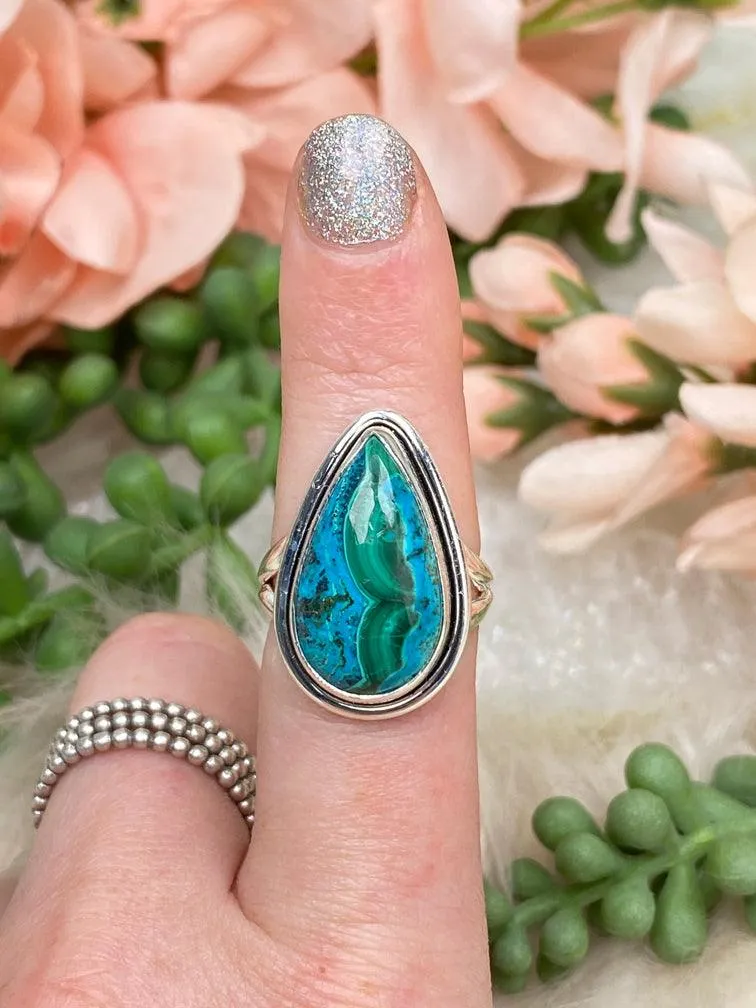 Silver Chrysocolla Malachite Ring