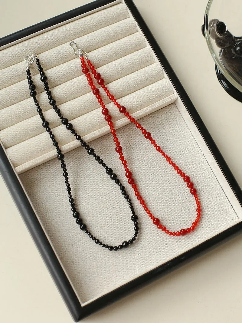 Size Gradual Change Red Agate Black Agate Short Necklace