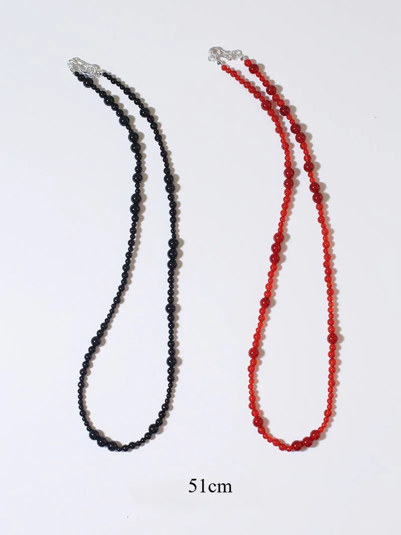 Size Gradual Change Red Agate Black Agate Short Necklace