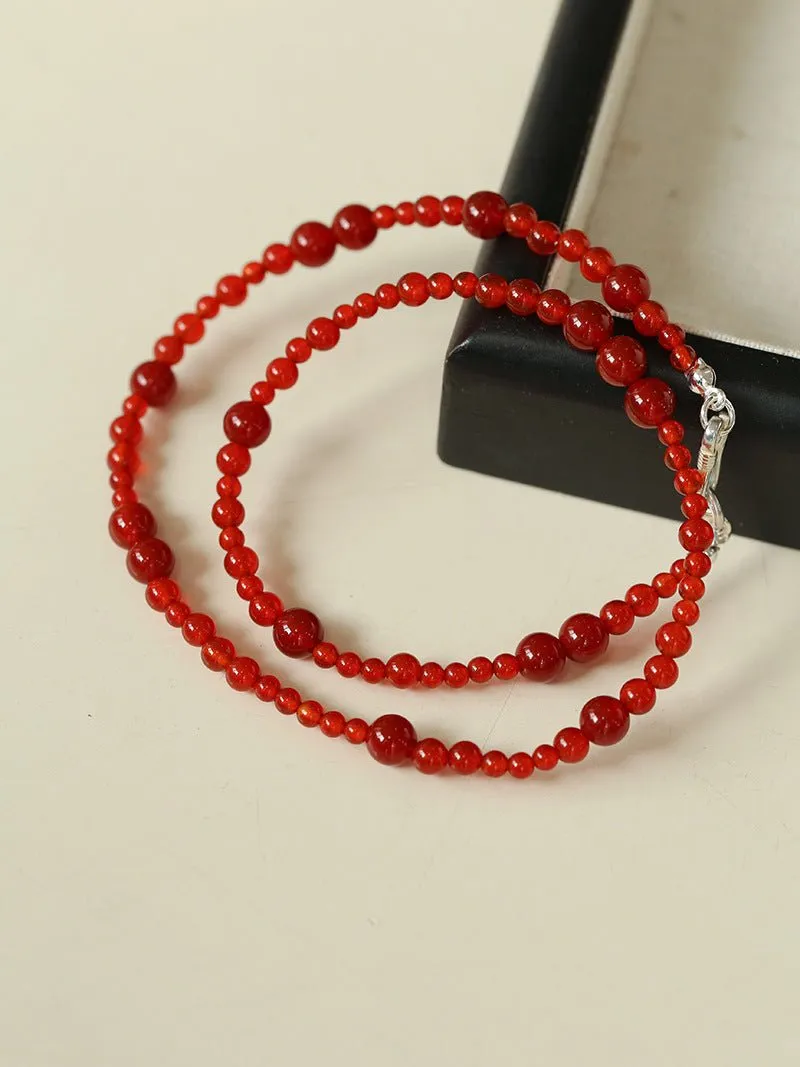 Size Gradual Change Red Agate Black Agate Short Necklace