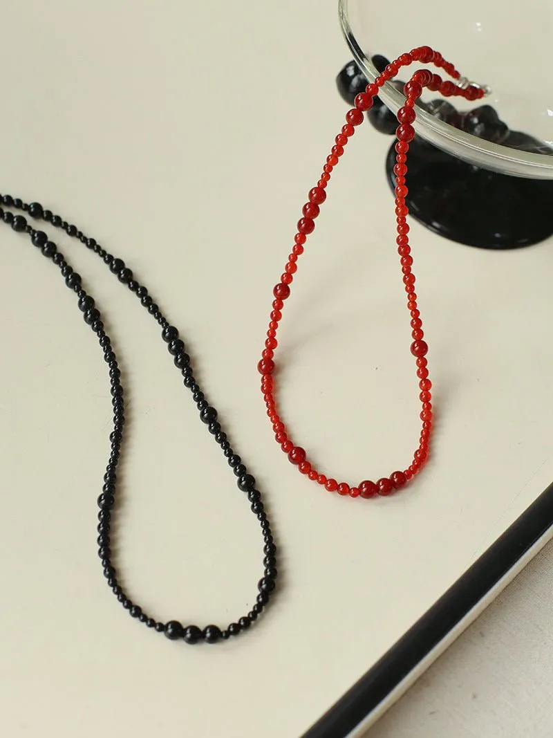 Size Gradual Change Red Agate Black Agate Short Necklace