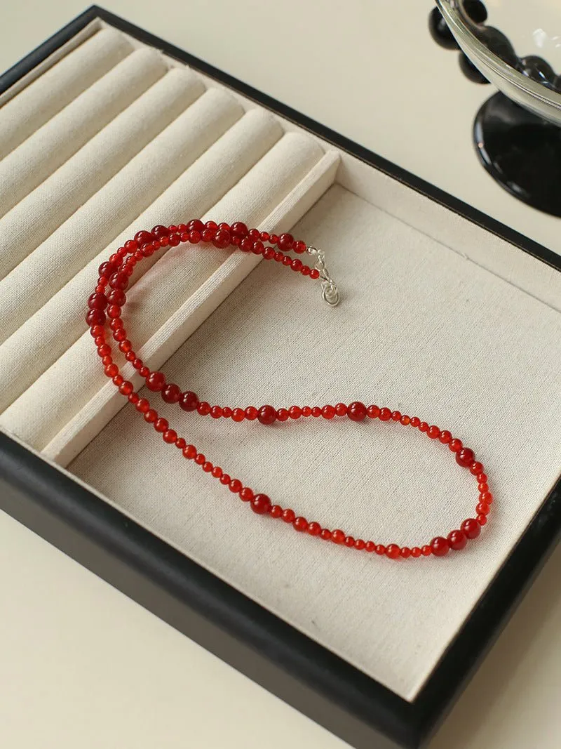 Size Gradual Change Red Agate Black Agate Short Necklace