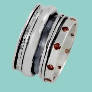 Spinner Ring for woman Jewelry. Sterling Silver Ring set with cz