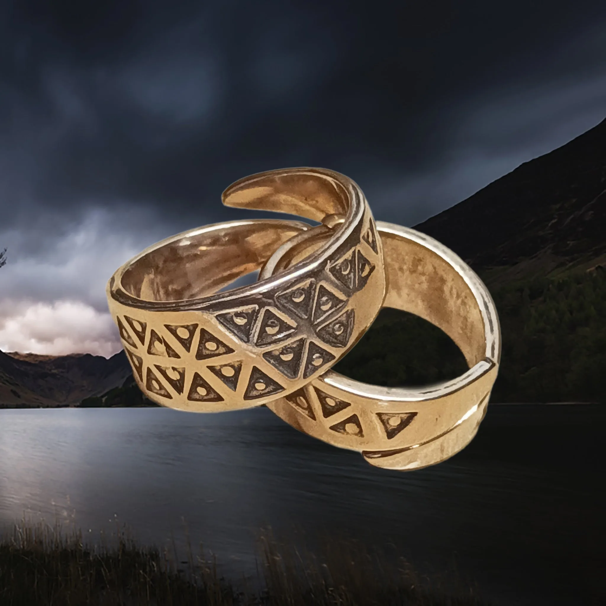 Stamped Bronze Replica Viking Ring