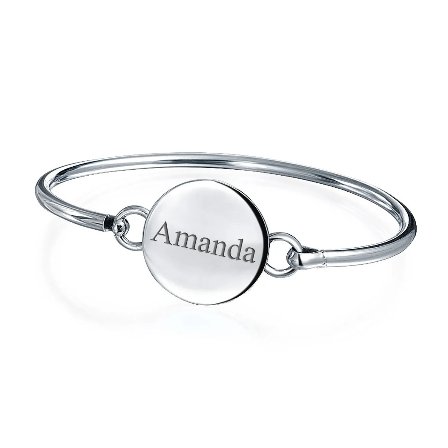 Sterling Silver ID Bracelet with Round Monogram - Polished & Durable Design