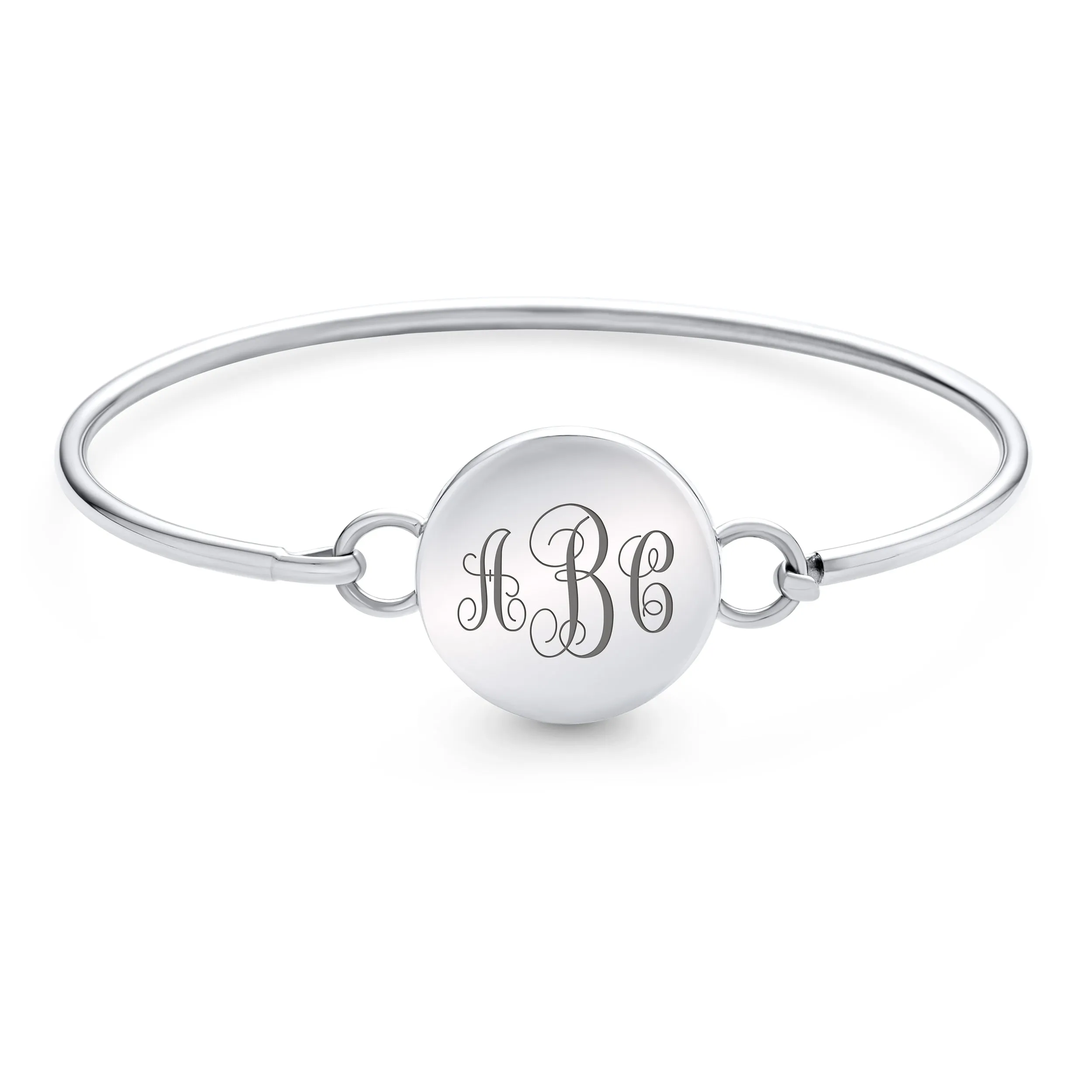 Sterling Silver ID Bracelet with Round Monogram - Polished & Durable Design