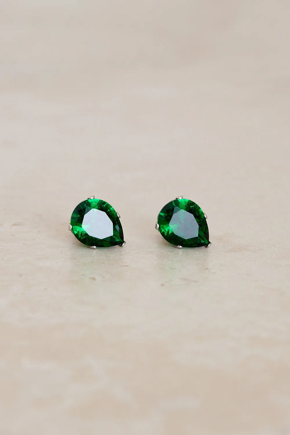 Teardrop Stud Earrings - Jade Green