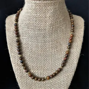 Tiger Iron Brown Mens Beaded Necklace