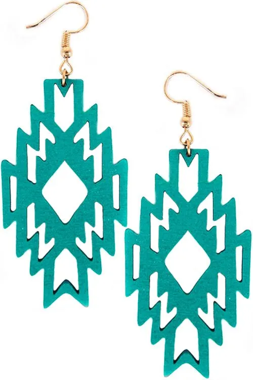 Turquoise Aztec Cut Out Earrings