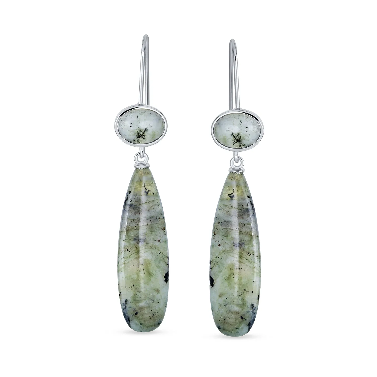 Unique Geometric Dangle Earrings with Quartz Labradorite and Jade Gemstones