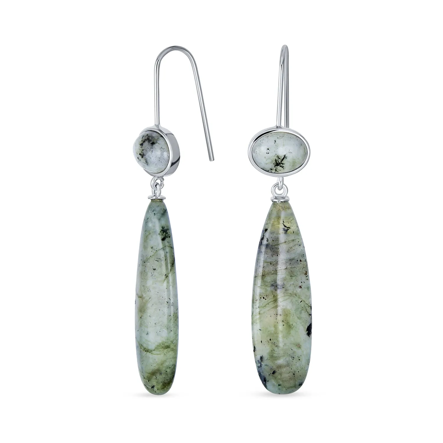 Unique Geometric Dangle Earrings with Quartz Labradorite and Jade Gemstones