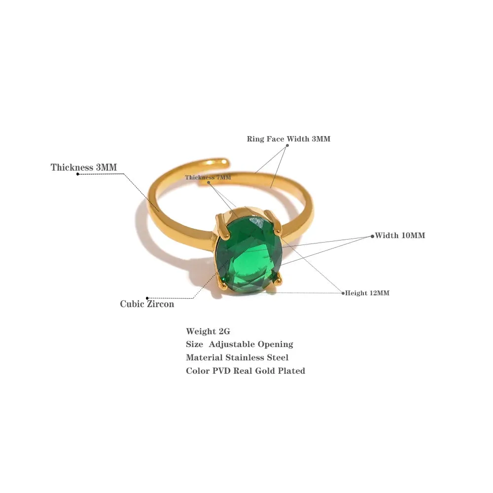 VAIGE Roxanne Geometric Elegance Adjustable Ring Collection in Emerald Green, Pink, and Clear Zirconia