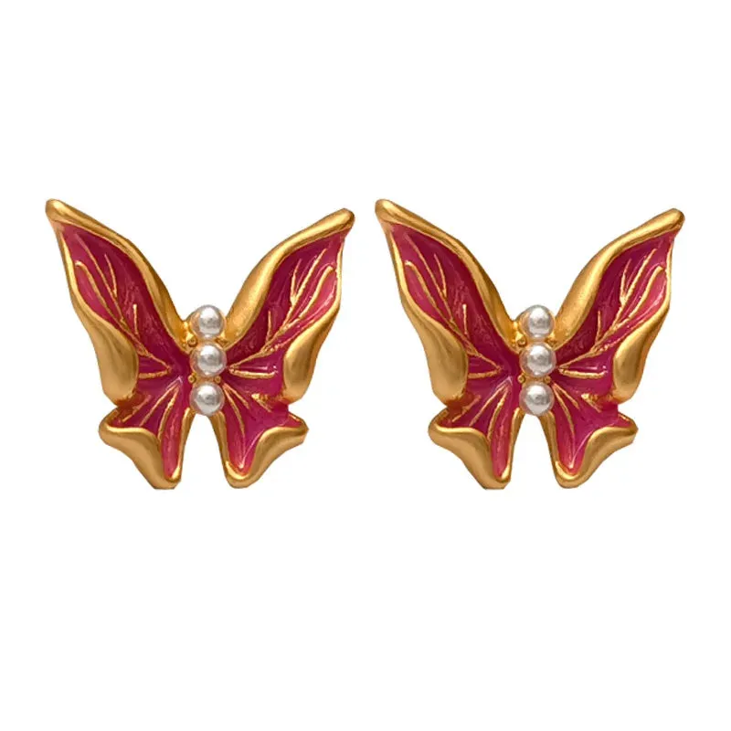 VAIGE Vibrant Crimson Butterfly Earrings