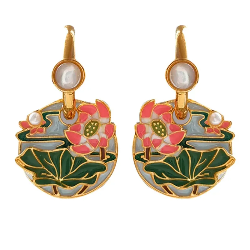 VAIGE Vibrant Lotus Drop Earrings