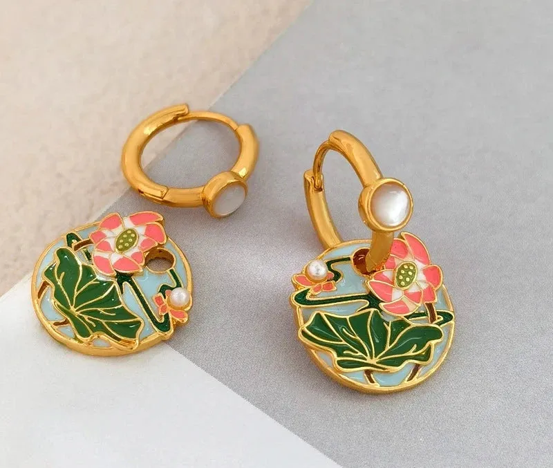 VAIGE Vibrant Lotus Drop Earrings