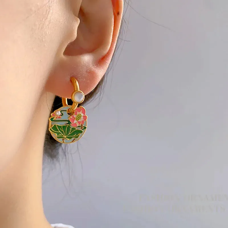 VAIGE Vibrant Lotus Drop Earrings