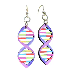 Vibrant DNA Wood Earrings