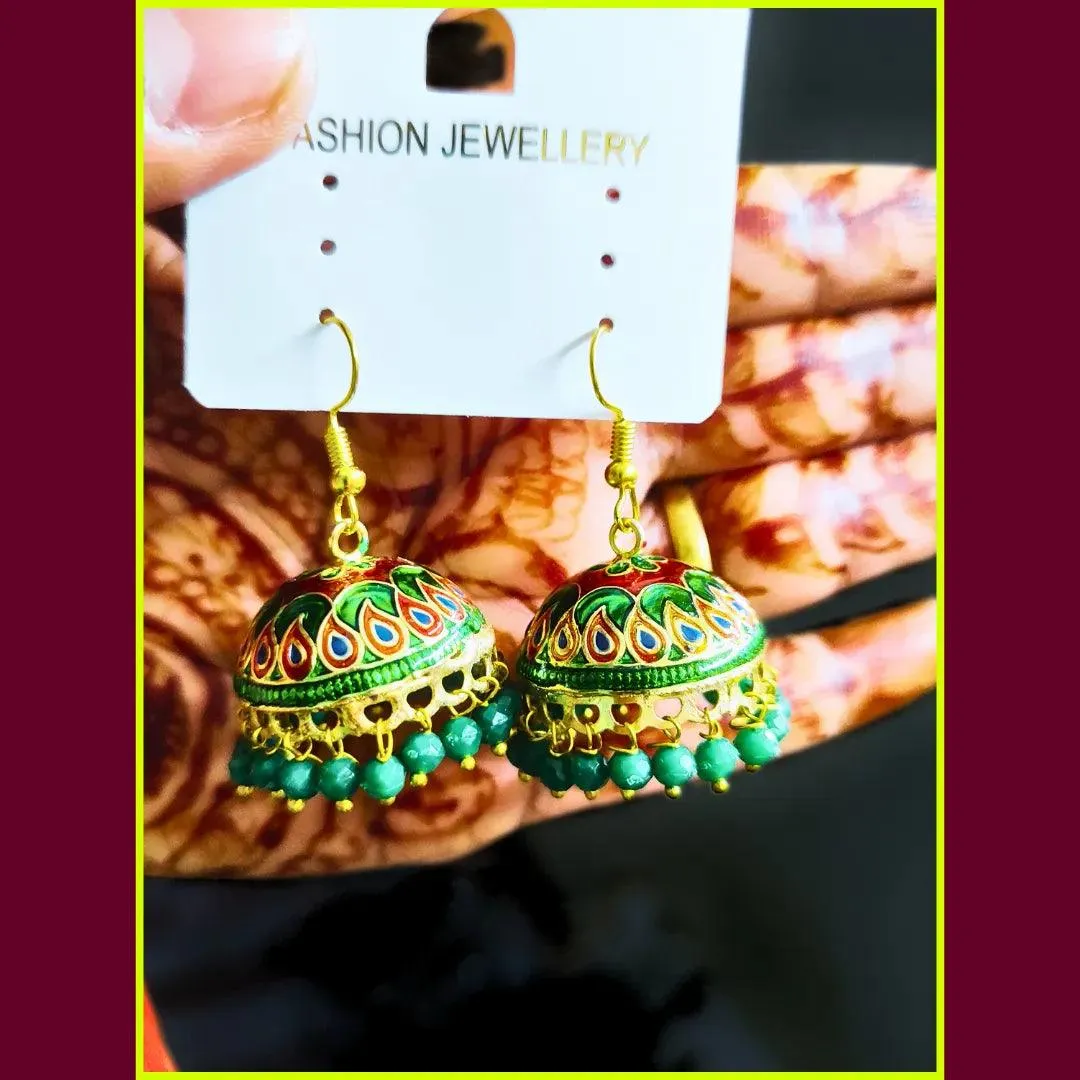 Vibrant Meenakari Jhumka Earrings