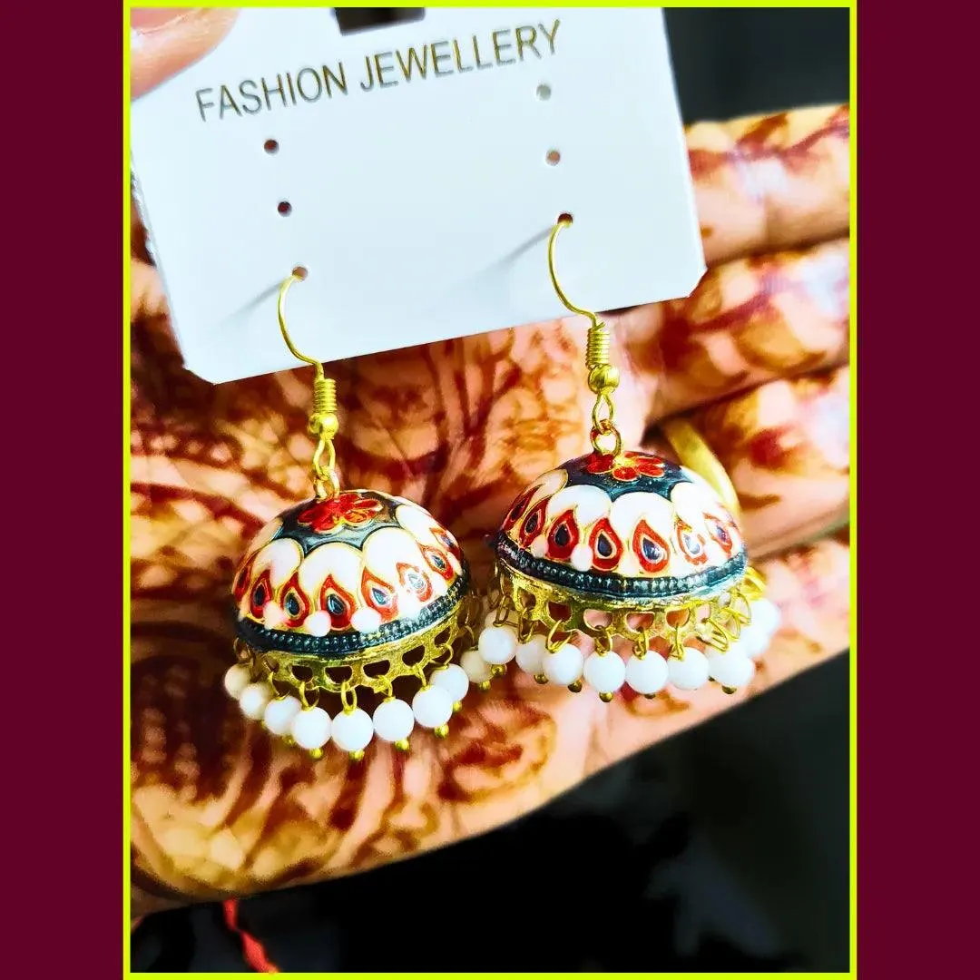 Vibrant Meenakari Jhumka Earrings